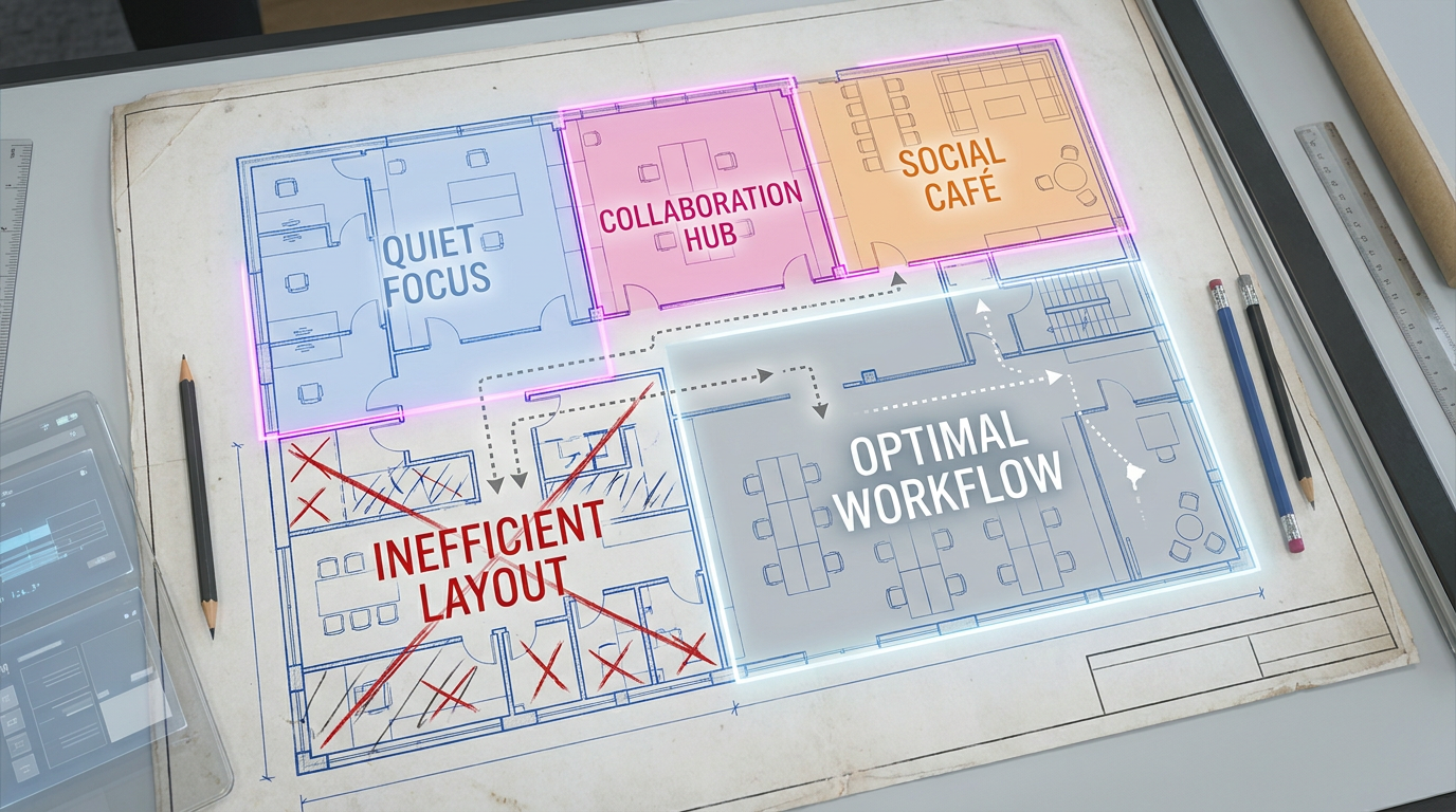 Office layout mistakes - efficient space planning blueprint