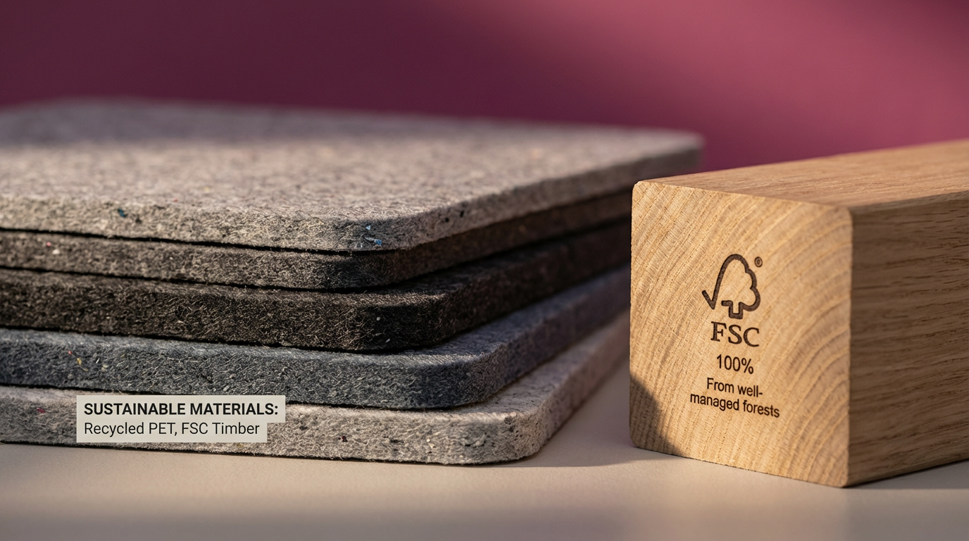 Sustainable office furniture trends - recycled materials and FSC timber