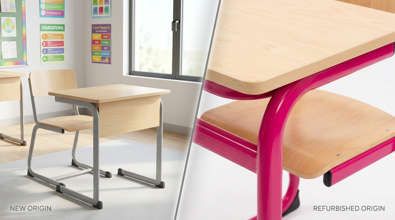 New vs refurbished school furniture comparison with quality detail