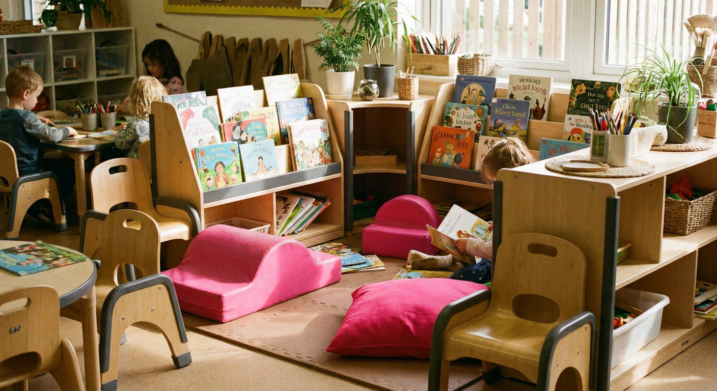 EYFS classroom essentials - compliant furniture in a reading corner