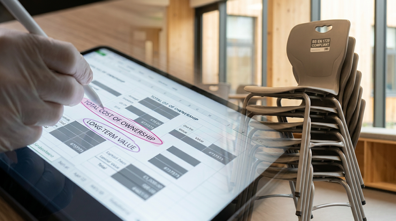 Total Cost of Ownership analysis - digital spreadsheet and durable school chairs
