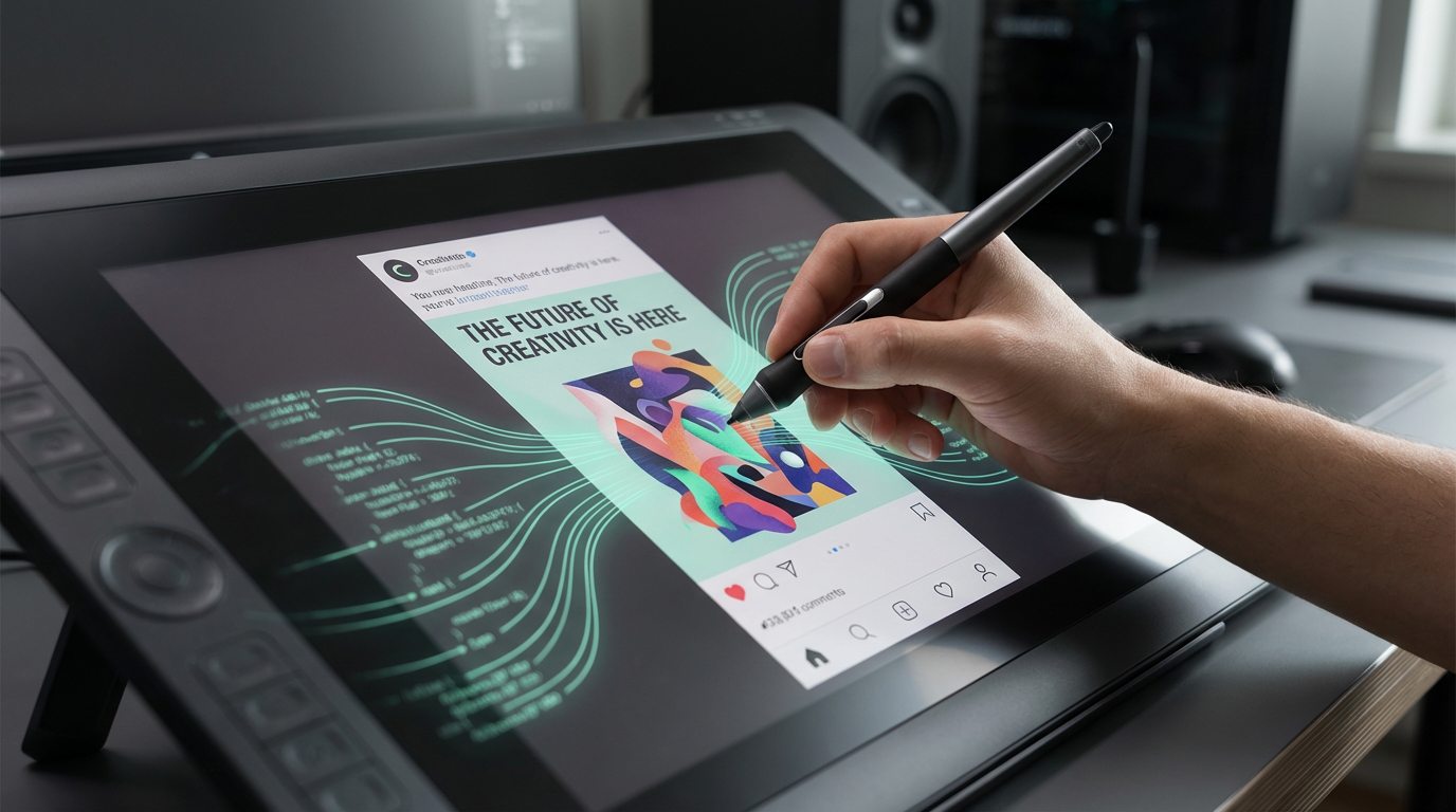 AI content creation for social media - human refining AI-generated content