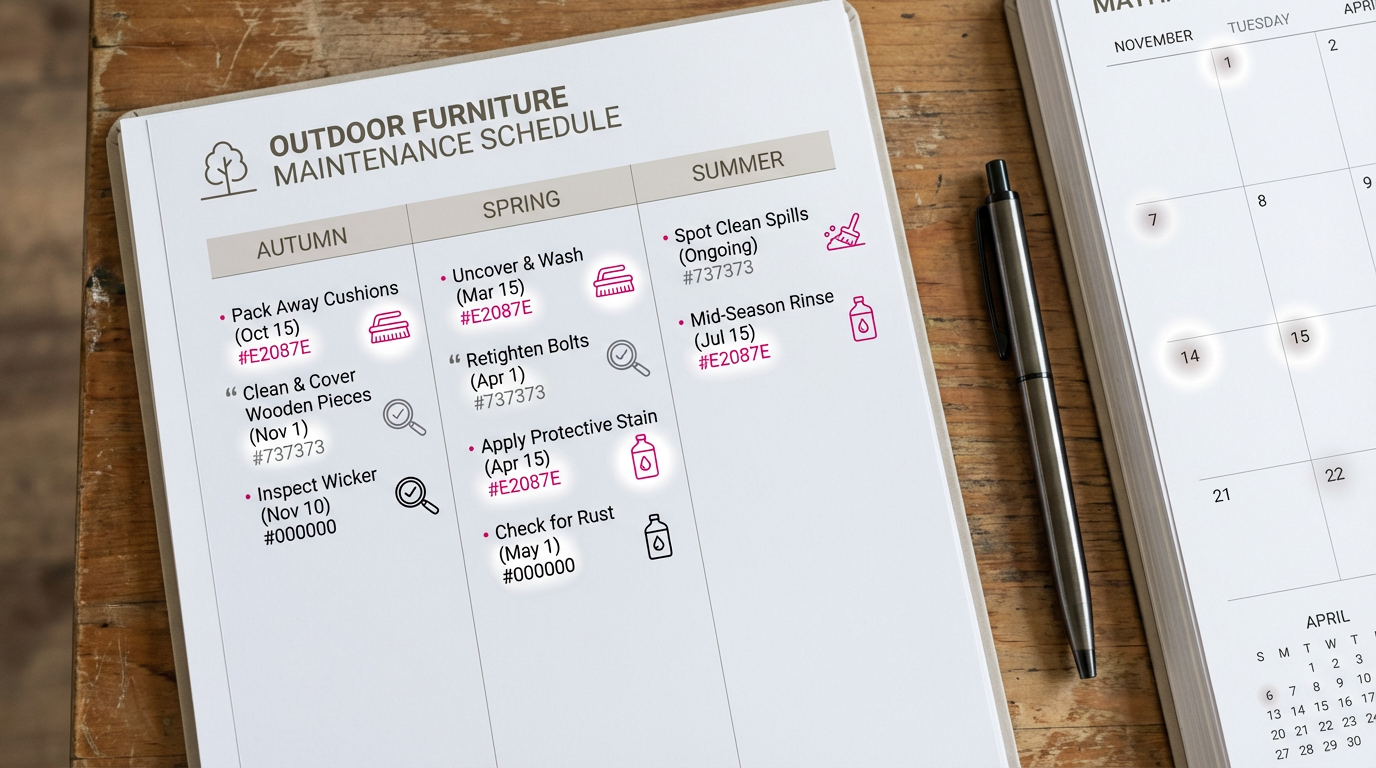 Outdoor educational furniture maintenance schedule - year-round calendar